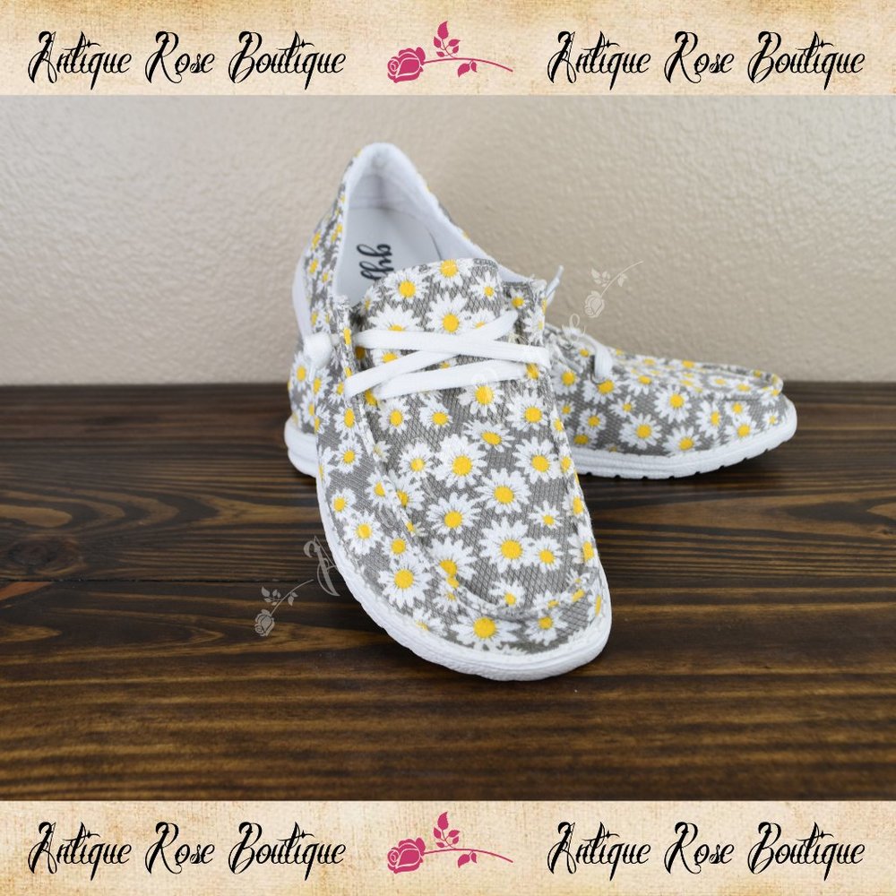 🌹 Very G Gypsy Jazz Grey Yellow Sunflower Sneaker